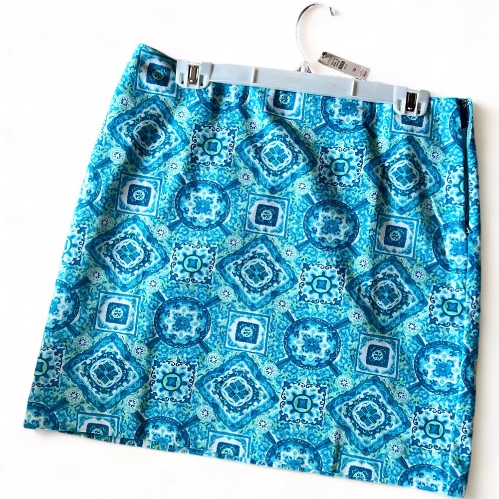 Talbots Turquoise Print Skirt NWT 10 P